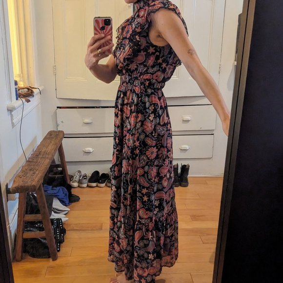 Lost + Wander - Black and Multi-Color Paisley Maxi Dress - Picture 7 of 8